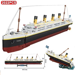 2022 pçs titanic 2in1 tijolos 3d plástico grande barco de cruzeiro modelo clássico filme blocos de construção tijolos diy brinquedos crianças meninos presentes