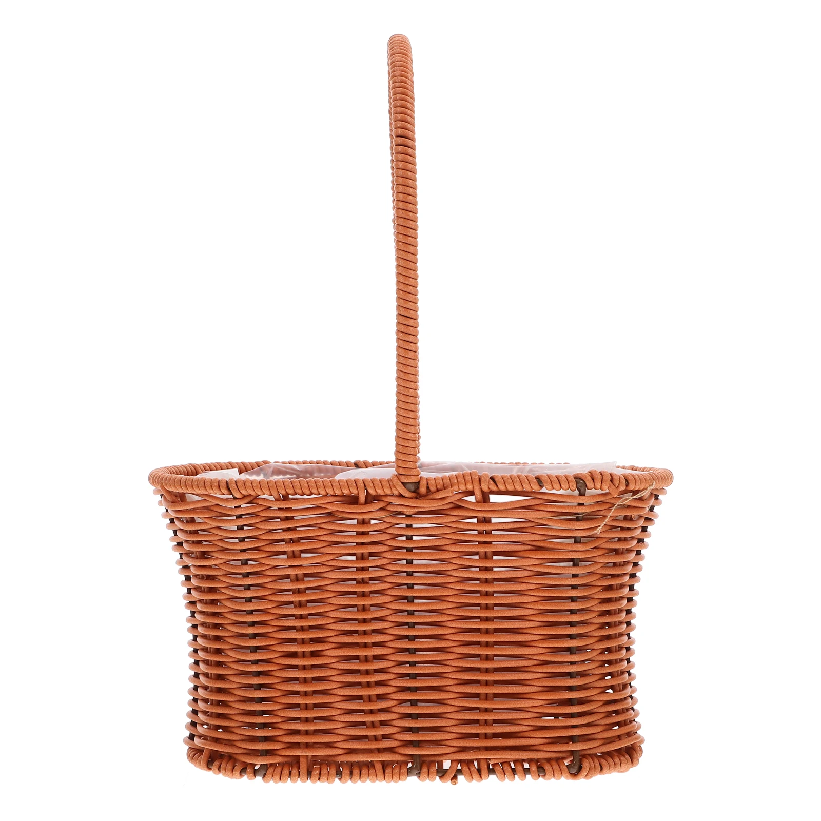 

Rattan H woven Basket Light Brown Portable Storage Waterproof Picnic Flower Gardening Gift Woven H held Outdoor imitation rattan