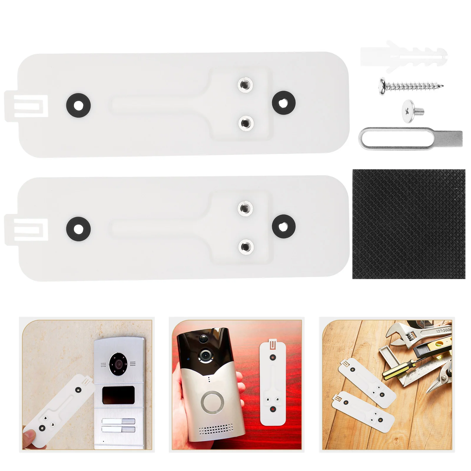

2Sets Doorbell Backplate Plastic Replacement Mount White Video Doorbell Holder Anti- Bracket Installation Accessories