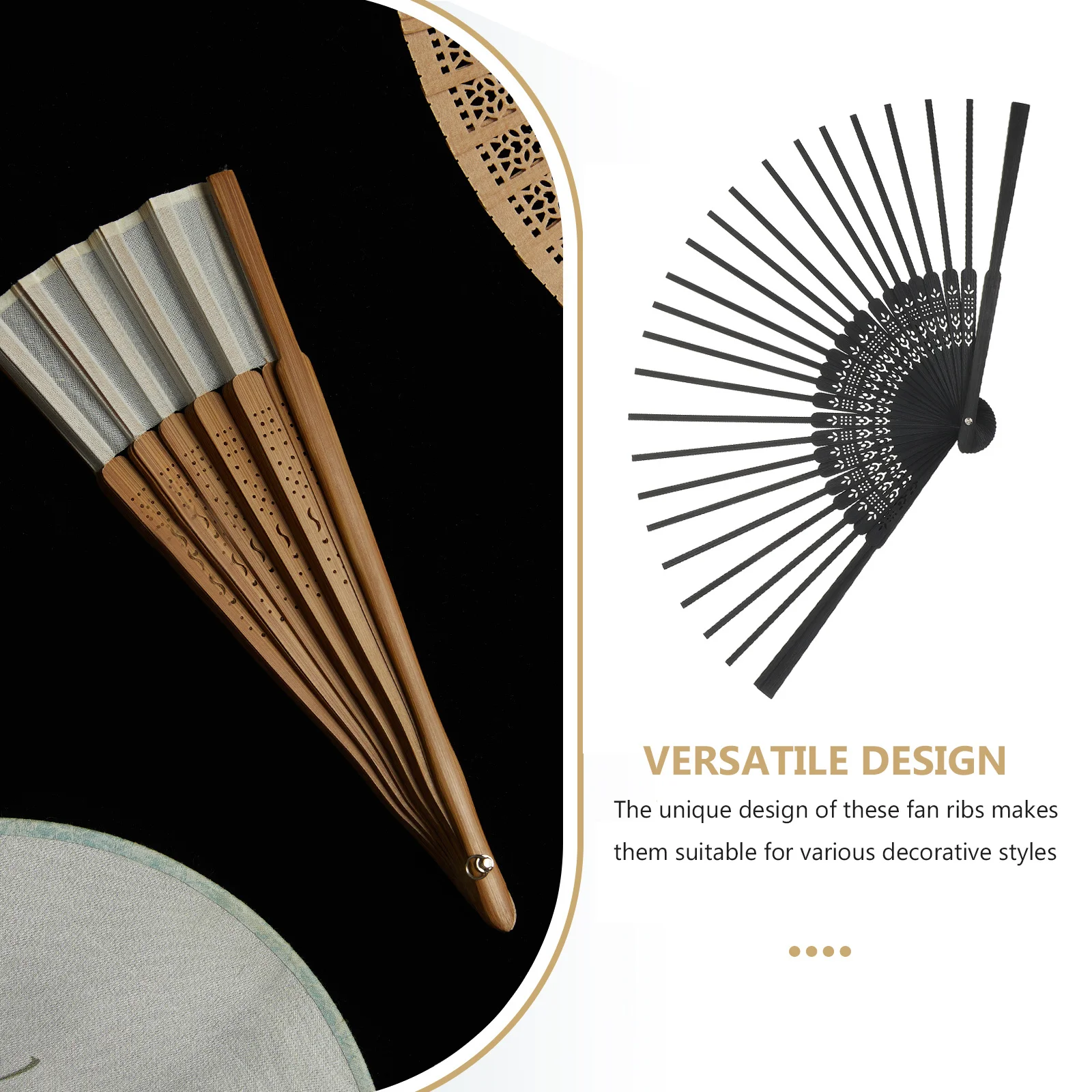 4 قطع من إطار الخيزران: مجموعة أضلاع مروحة قابلة للطي ذاتية الصنع لمراوح اليد المصنوعة يدويًا على الطراز الصيني الياباني، صنع مروحة فارغة غير مكتملة #4
