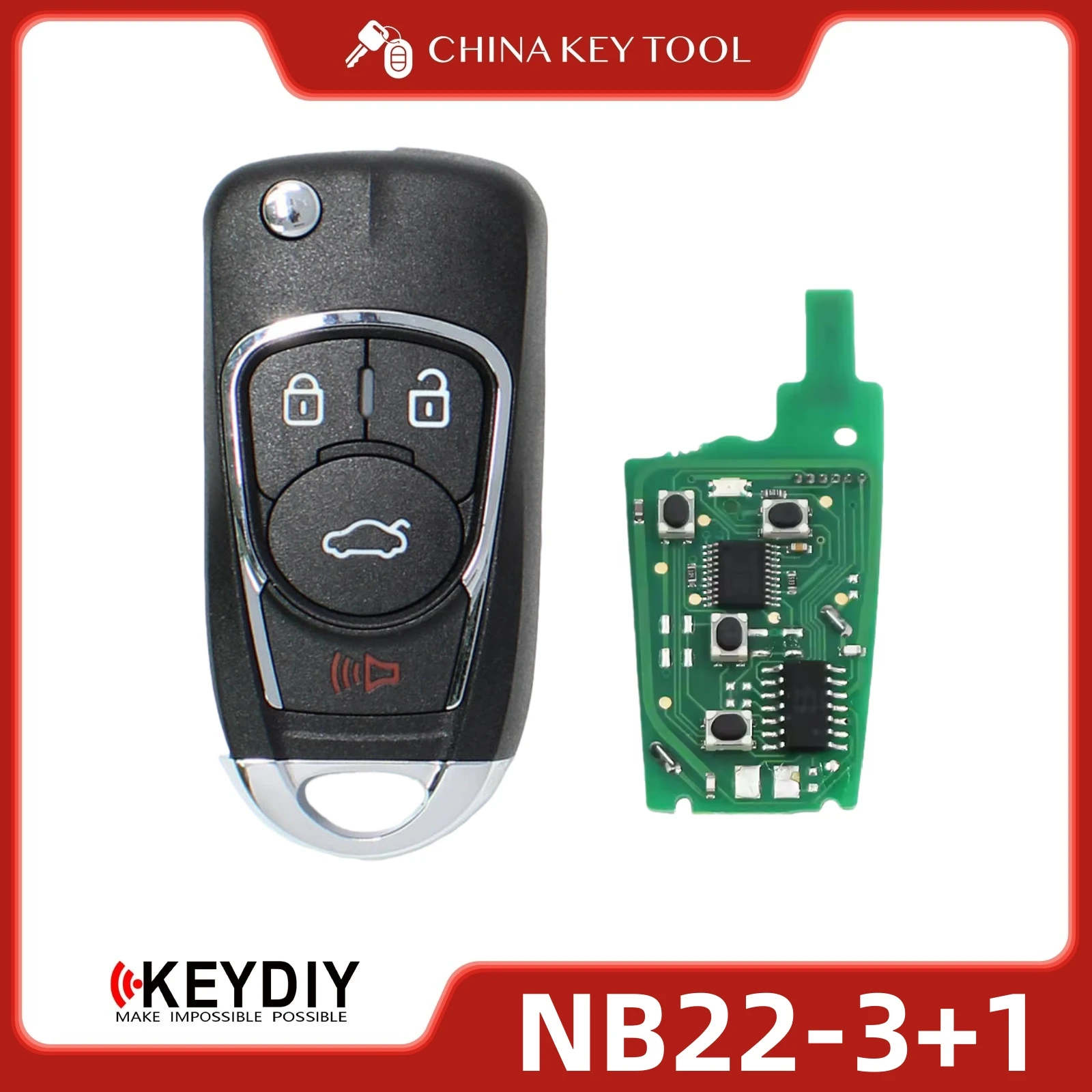 

Универсальный пульт-ключ KEYDIY KD NB22-4 NB22-3+1, 4 кнопки, совместимый, на замену
