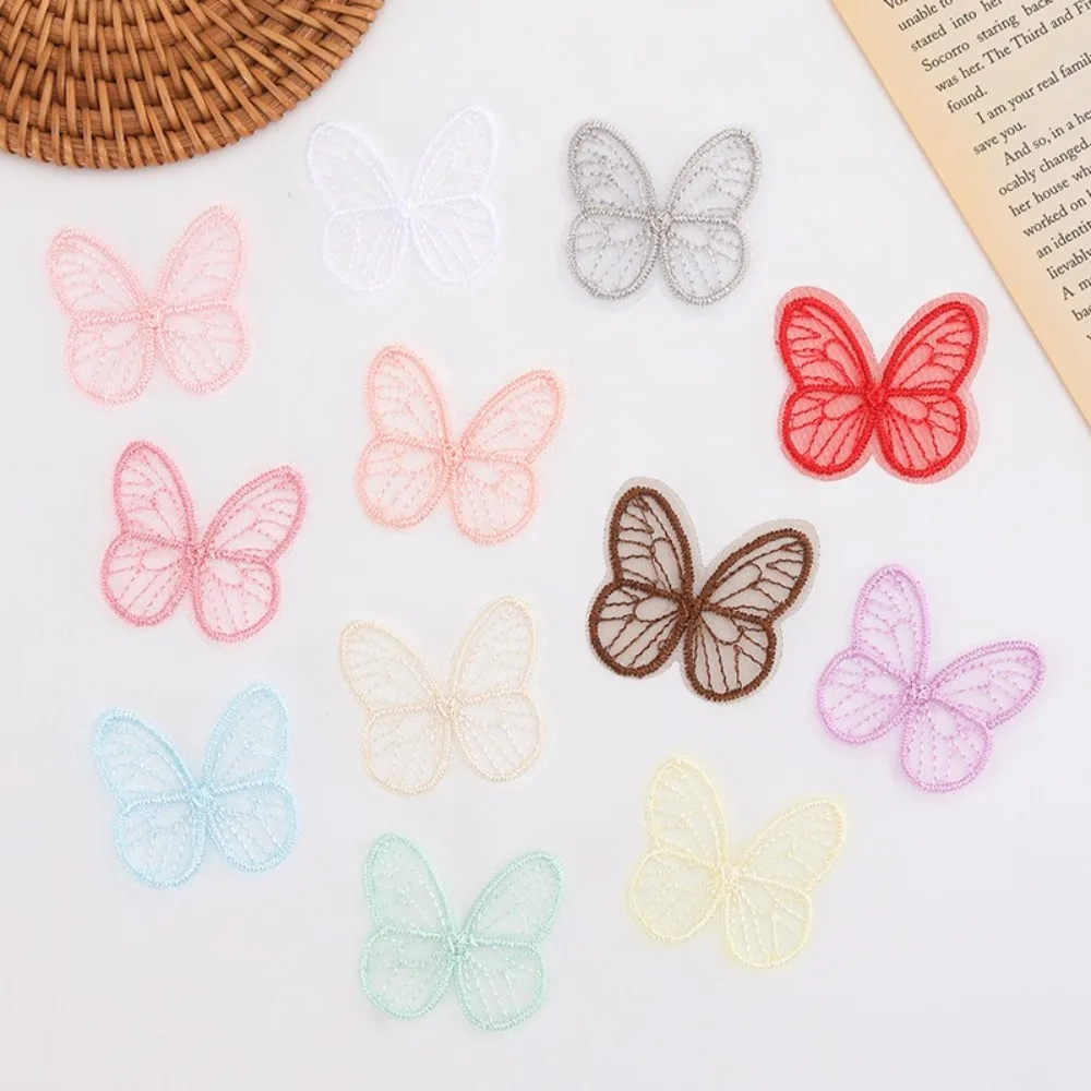 

100pcs 4.5CM Embroidery Lace Butterfly Appliques 3D DIY Handmade Chiffon Butterfly Dreamy Simulation Mesh Butterfly Patch