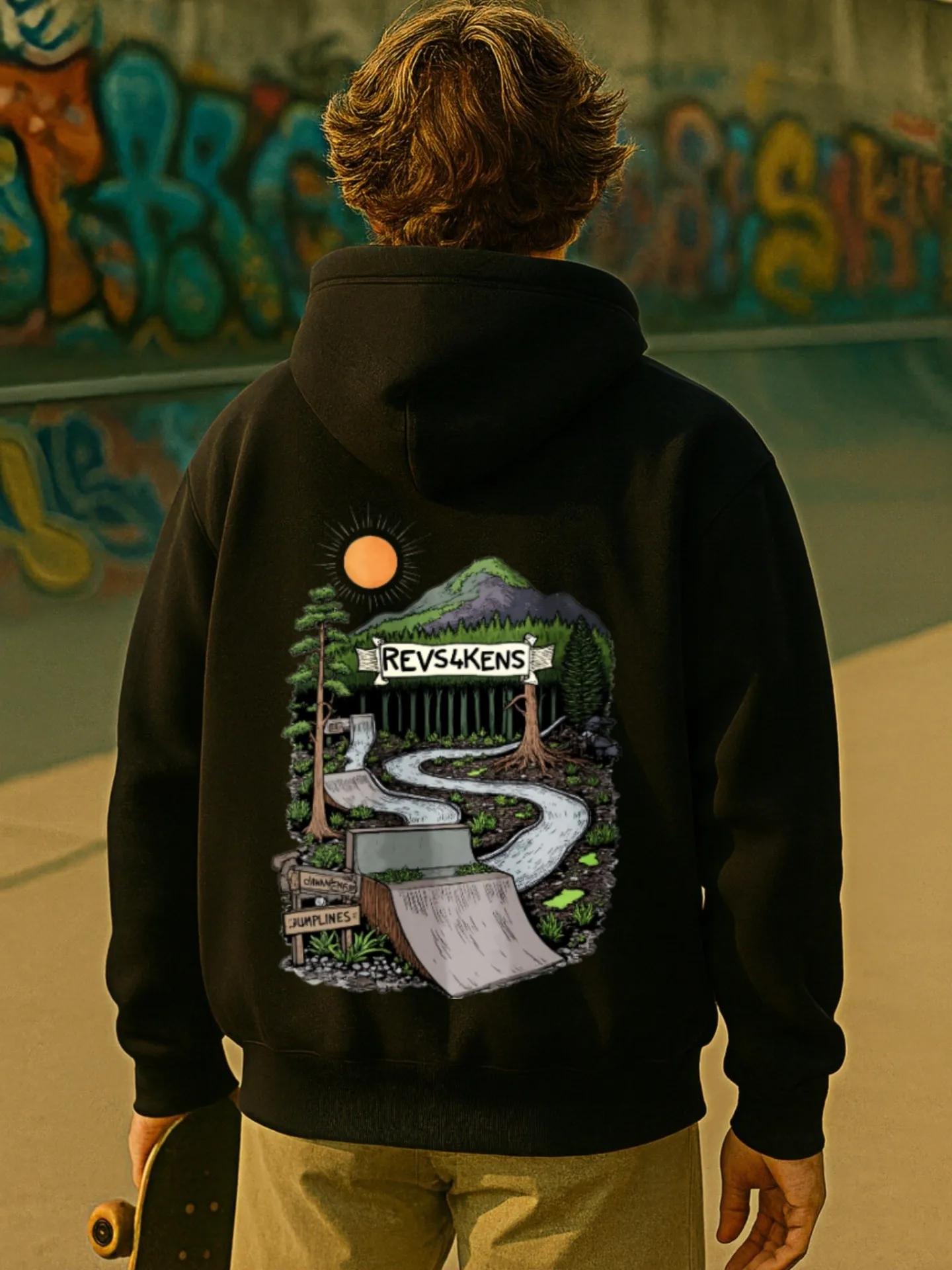 هوديي برسومات جرافيك للرجال، عتيق - بلوفر بغطاء للرأس مع طباعة على الطرق، قماش ناعم، للارتداء اليومي للرجال #2