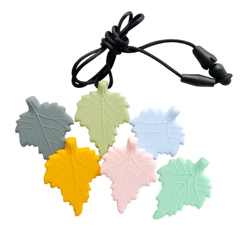 Silicone Baby Teething Chew Toy Cartoon Leaf Necklace Chewing Toy DIY Pacifier Chain Accessories Shower Gift A2UB