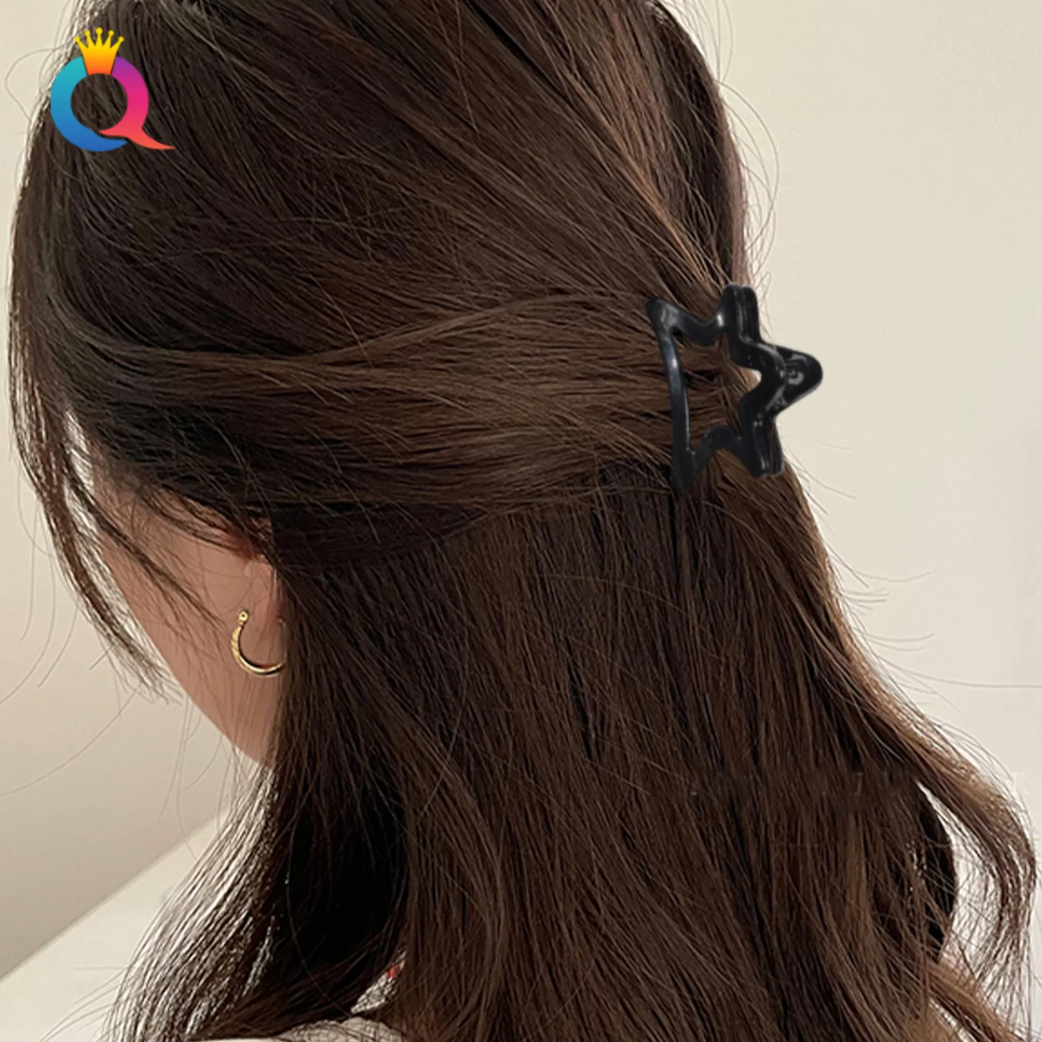 1pc Medium Star Bow Hair Claw Ins Style Back of Head Half Up Shark Clip for Women Volumizing Bun Ponytail Holder