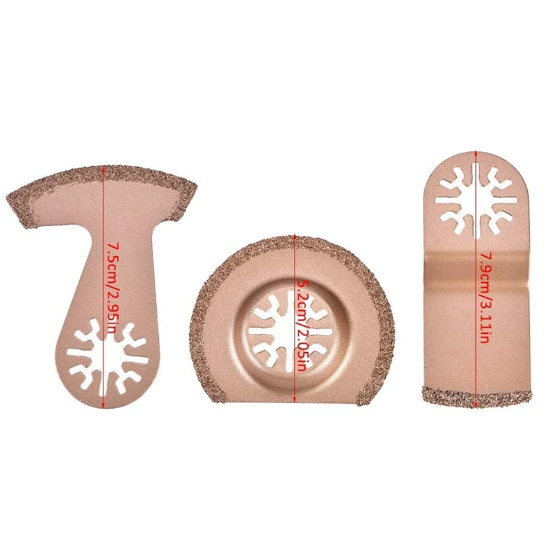 Oscillating Saw Blades - 9Pcs Multi Function Tile Saw Blades Set For Ceremic Porcelain Tile Cutting, Carbide