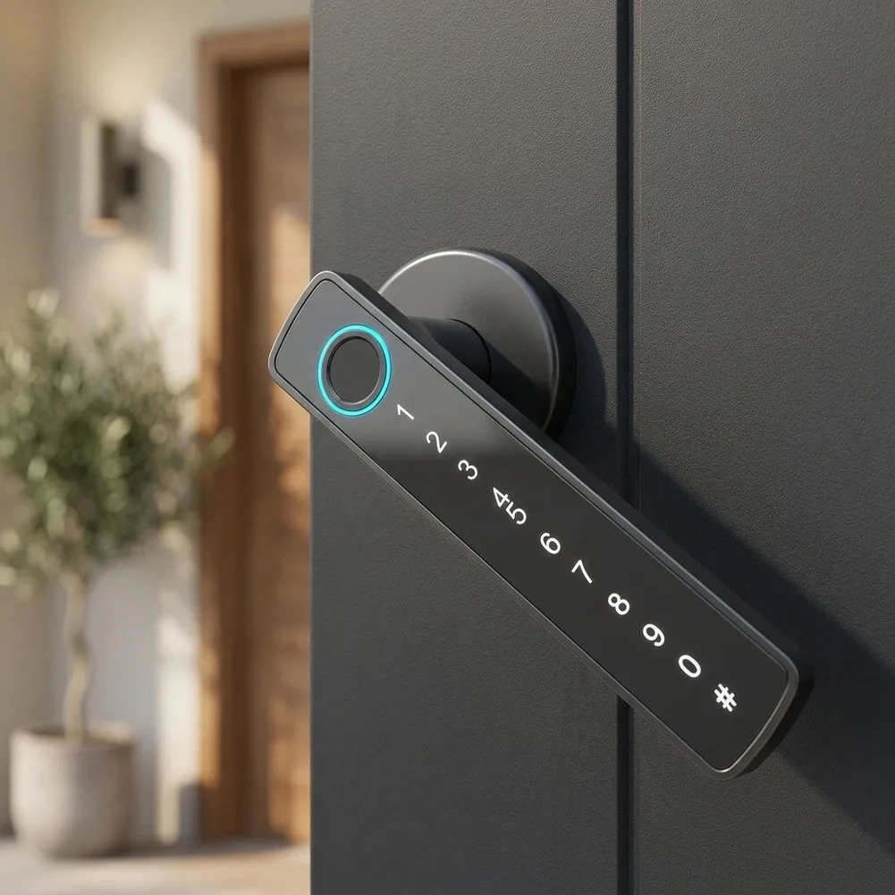 Biometric Door Security System with Fingerprint Scanner Keypad and IC Card Support for Residential Interior Doors