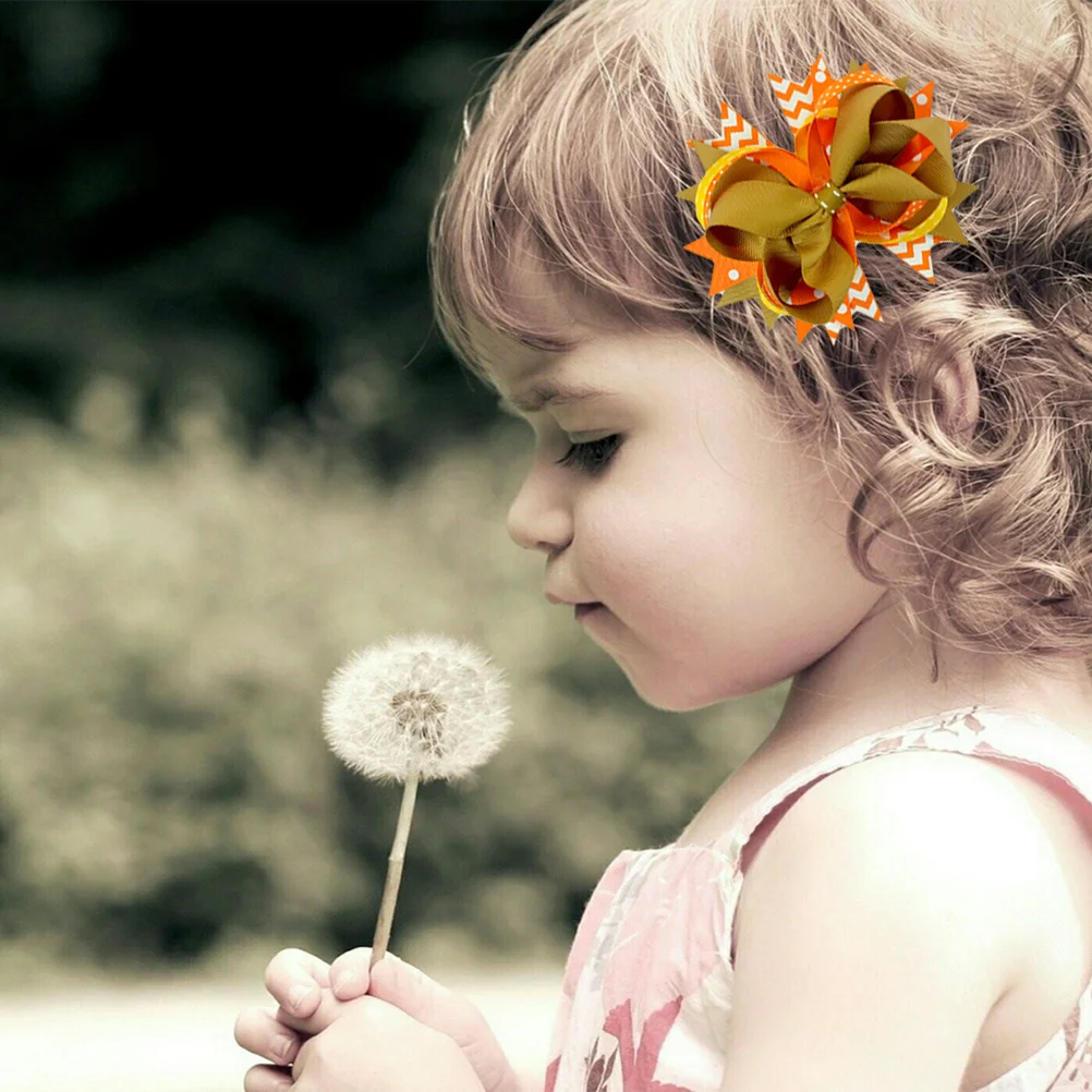 

Girls Large Bowknot Hairclip Long-Lasting Cloth Hair Accessories for Thanksgiving Day Party Stage Performance Girls Hairclip