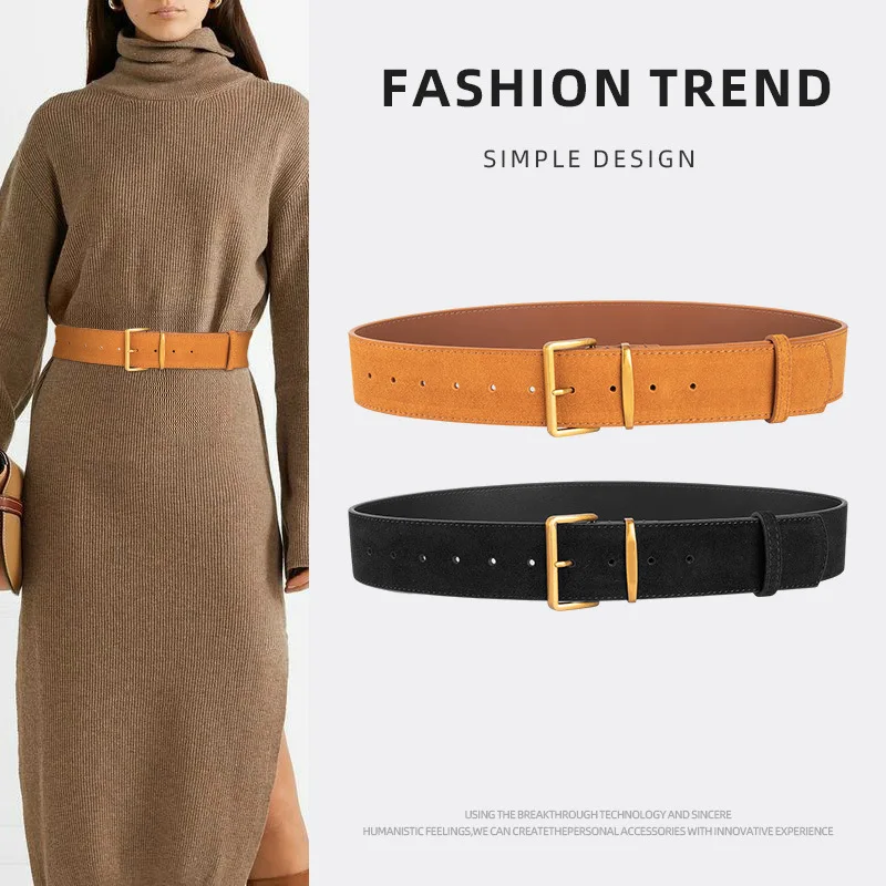 

Frosted Vintage Belt Women's Fashion Simple Versatile Dress Jeans Decorative Genuine Leather Belt