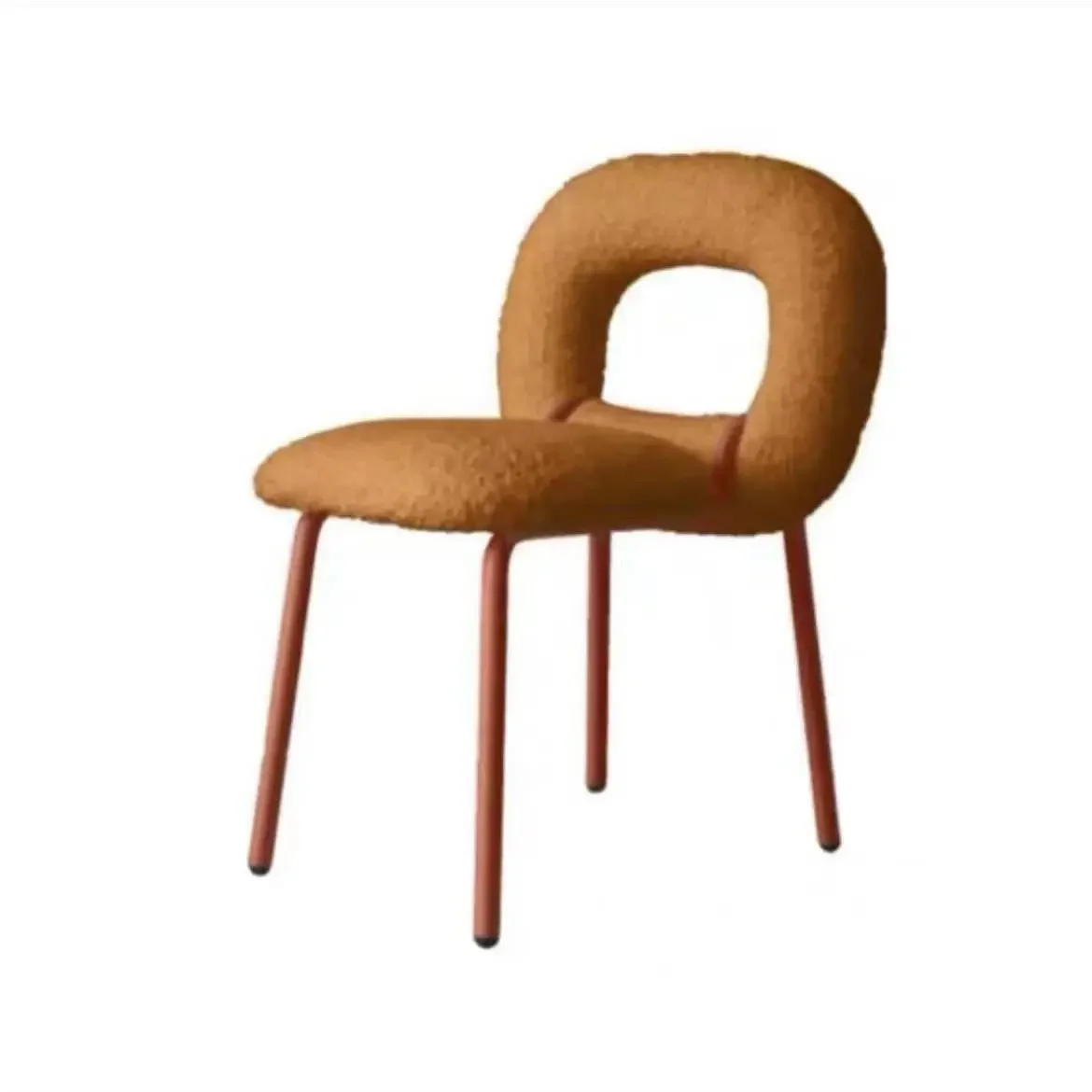 

Household Nordic Designer Donut Chair Modern Minimalist Dining Chair Ins Wind Makeup Stool Lamb Velvet Comfortable Back Chair