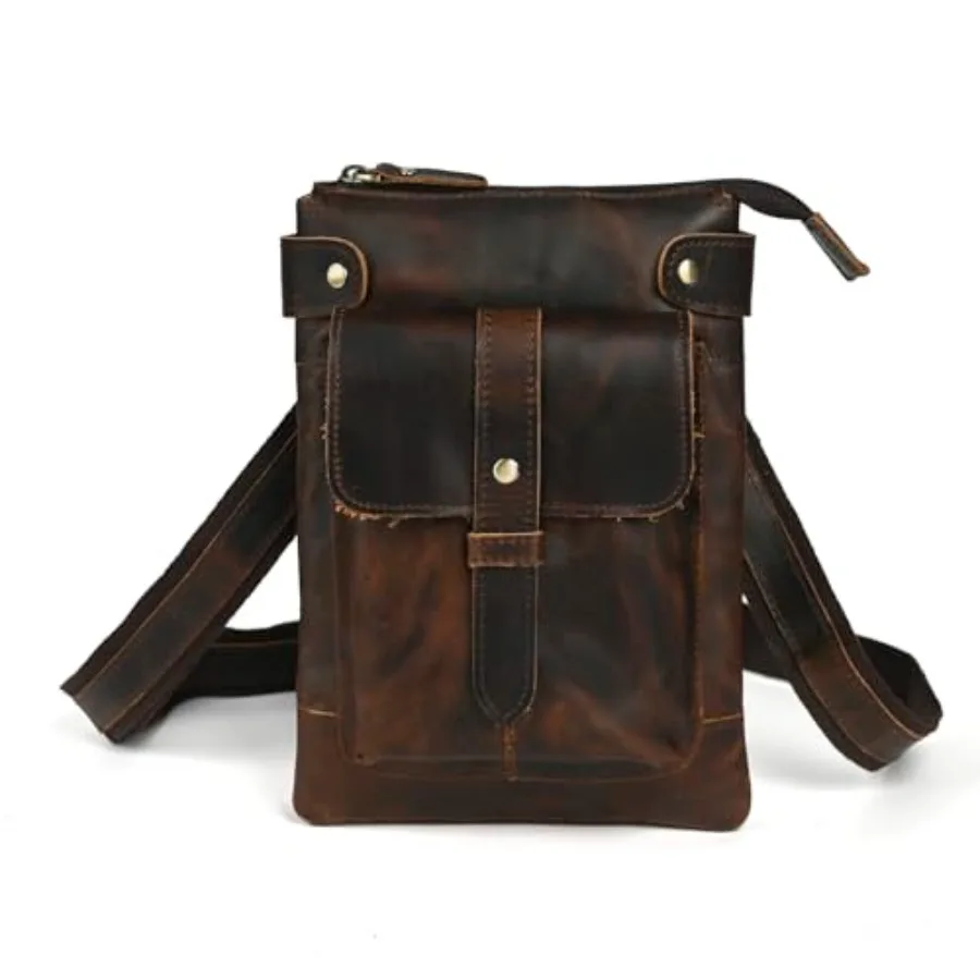 

Мужская сумка Le'aokuu из натуральной кожи, маленькая сумка-мессенджер через плечо, поясная сумка 8711