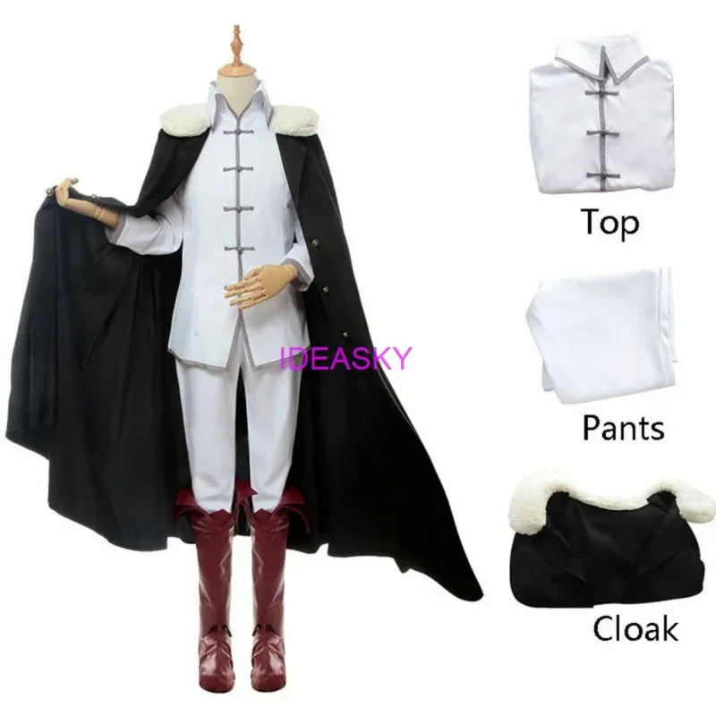 Fyodor Dostoiévski Cosplay Costume, Manto Bungou, Cães vadios, 3 Bungo, Dostoiévski, Capa, Chapéu, Sapatos, Peruca, Terno, Temporada 3