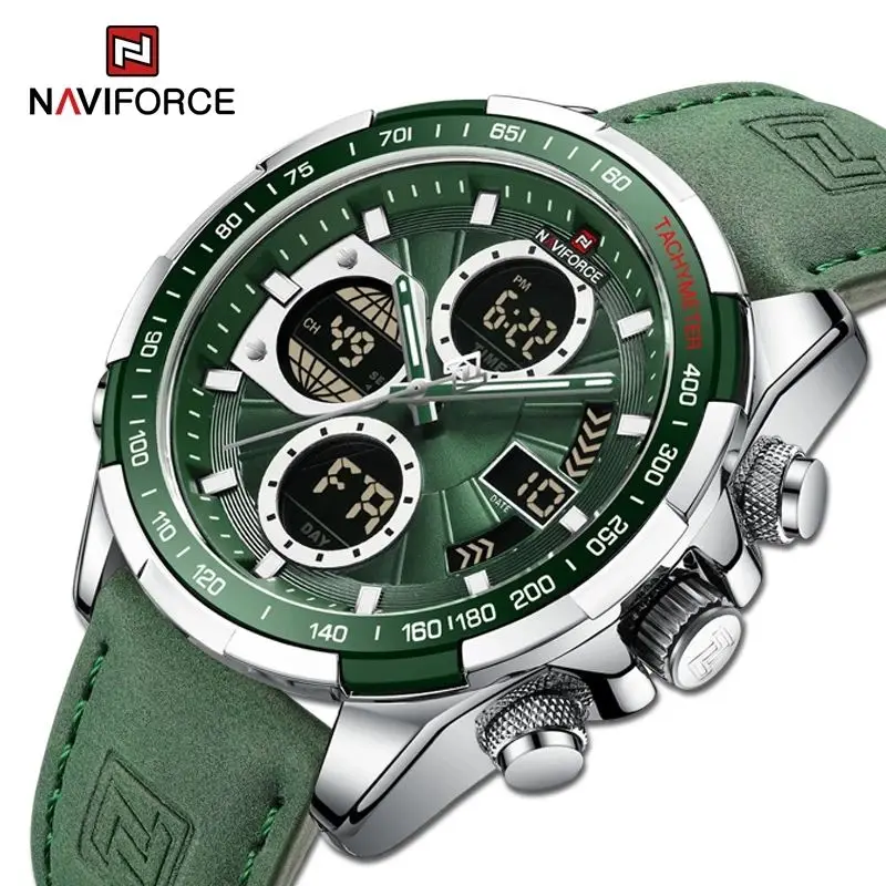 NAVIFORCE 9197 Quartz Watches Mens Luxury Sport Chronograph Waterproof Quartz Big Clock Digital Wristwatches Men Watch