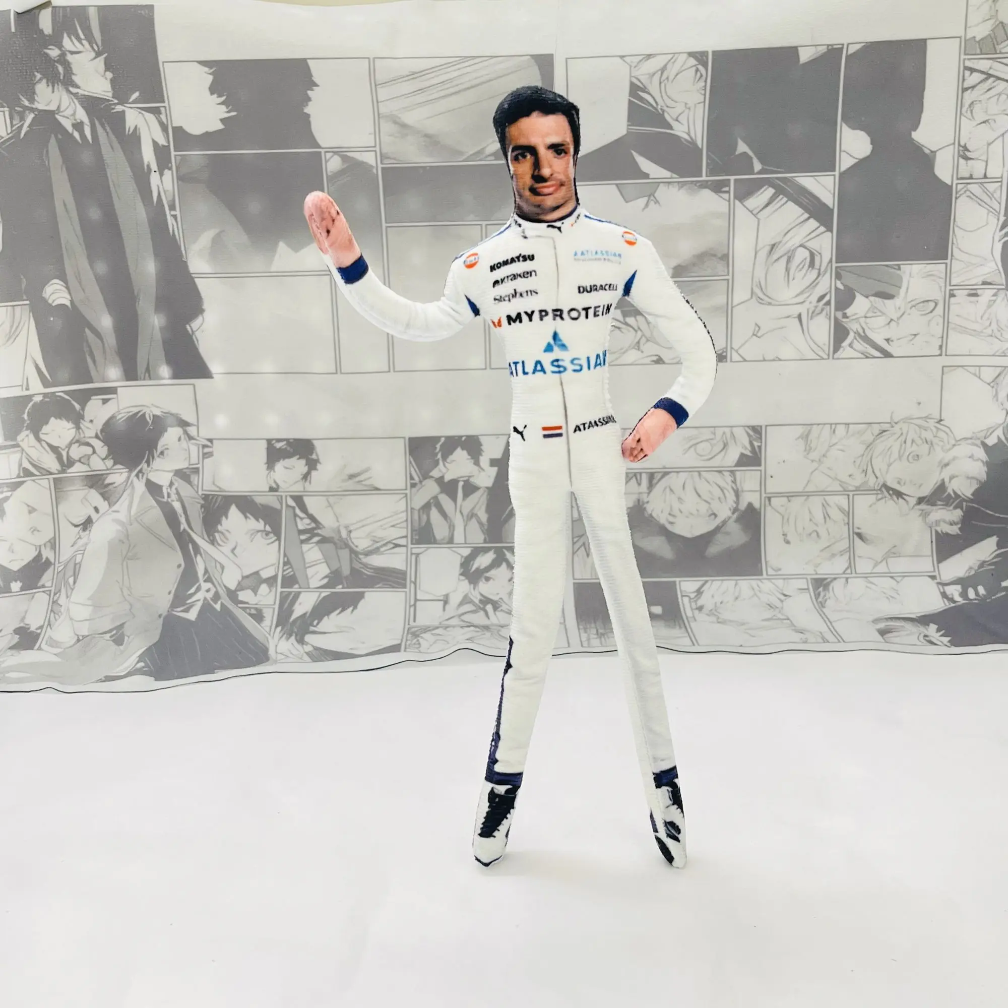 28cm Piastri George Carlos Sainz Rennfahrer Plüschtier Niedliches Kuscheltier mit Beweglichem Skelett für Auto Geschenk Schreibtisch-Dekoration – Detail 20