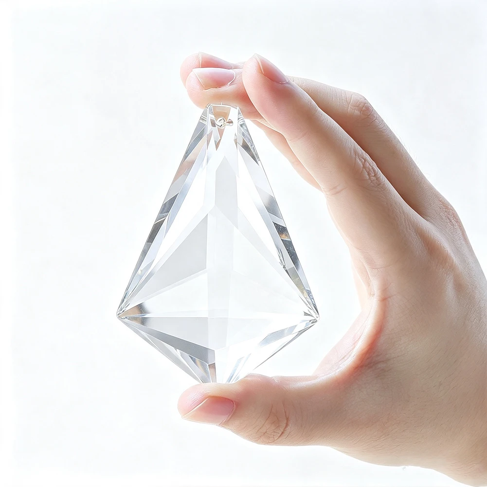 Geometric Horn Glass Crystal Drop Light Refraction Prism Chandelier Replacement DIY Suncatcher Home Garden Wall Ornaments