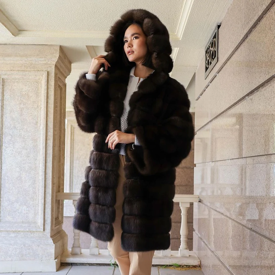 

Women Fox Fur Coats Winter Fox Jacket Women Natural Fox Fur Jackets Long Black Natural Fox Fur Coat