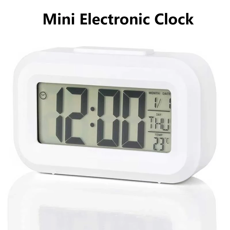 Mini Digital Timer Alarm Clock Silent Desktop Bedside Electronic Clock for Study Homework Kitchen Cooking