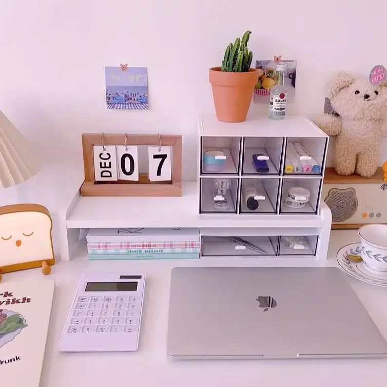 Office desktop ins storage rack rack girl heart laptop monitor screen increase rack storage rack interior decoration rack