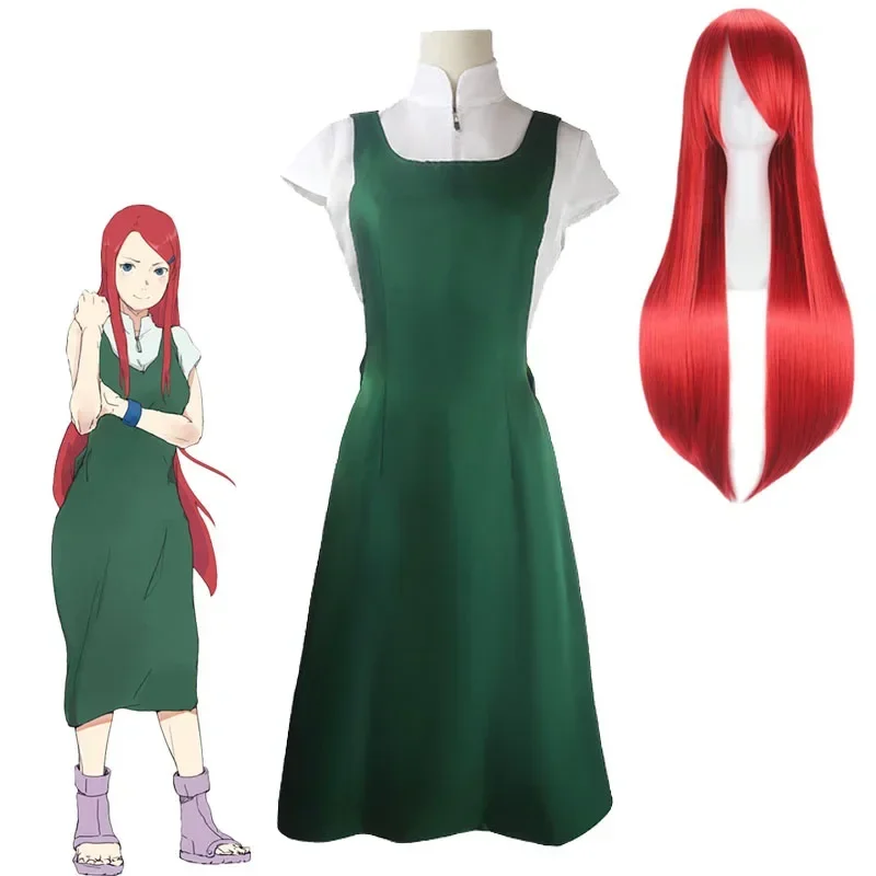 

Anime Uzumaki Kushina Cosplay Dresses Hokage's Mom Costume Anime Red Wig Headgear Halloween Carnival Costumes