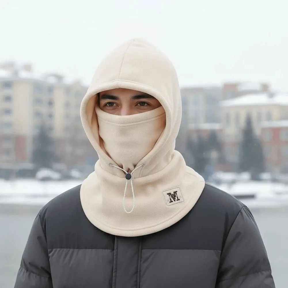 

Мягкая теплая кепка с капюшоном и шейным шнурком, анти-холодный зимний пуловер, однотонная защита ушей, мужской шлем, шапка, лыжная шапка