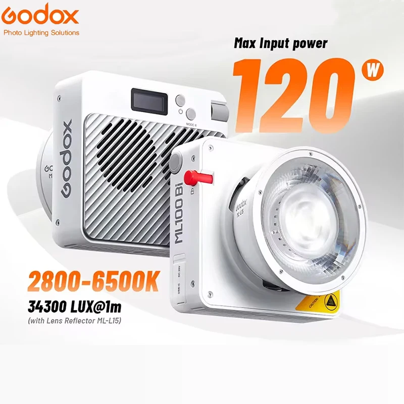 Godox ML100Bi Bi-Color Portable LED Light 120W Onboard & App Control Photography lamp for Video recording, live streaming