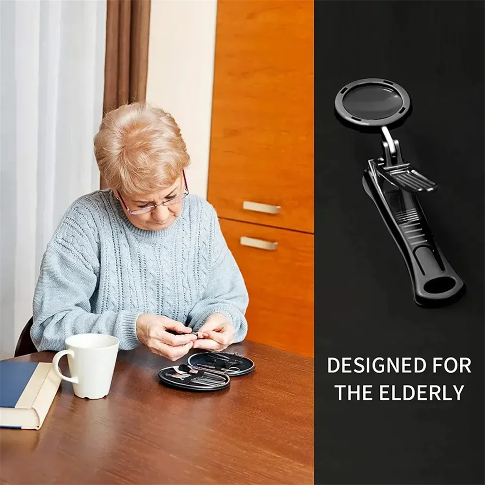 1Pc Nail Clipper with Magnifying Glass for The Elderly Practical Anti-splash Stainless Steel Nail Clipper Beauty Tools Wholesale