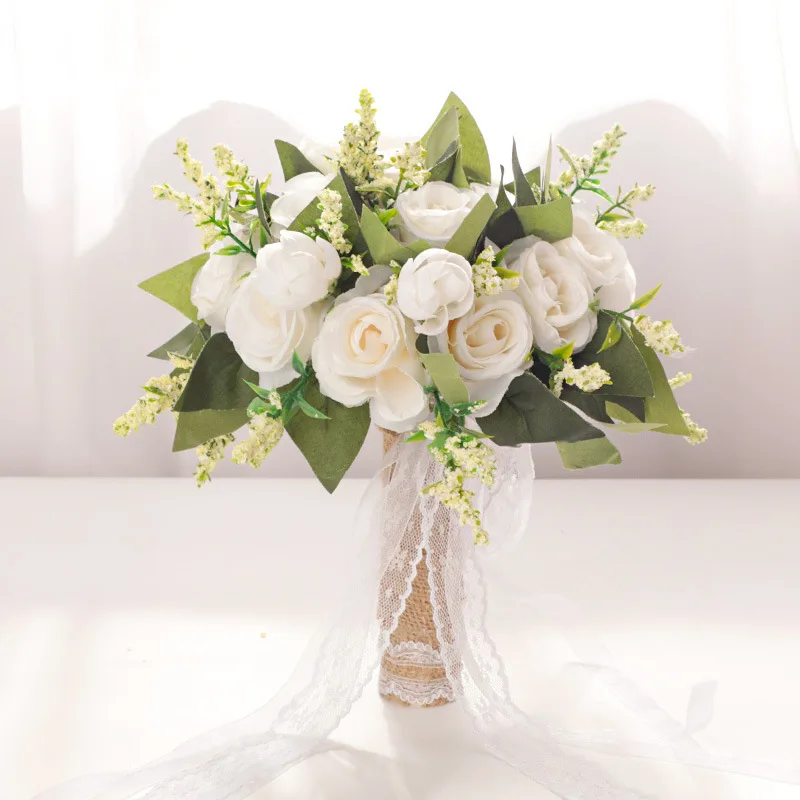 Rose simulation hand bouquet home decoration fake flowers wedding bride hand bouquet living room decoration  decoration