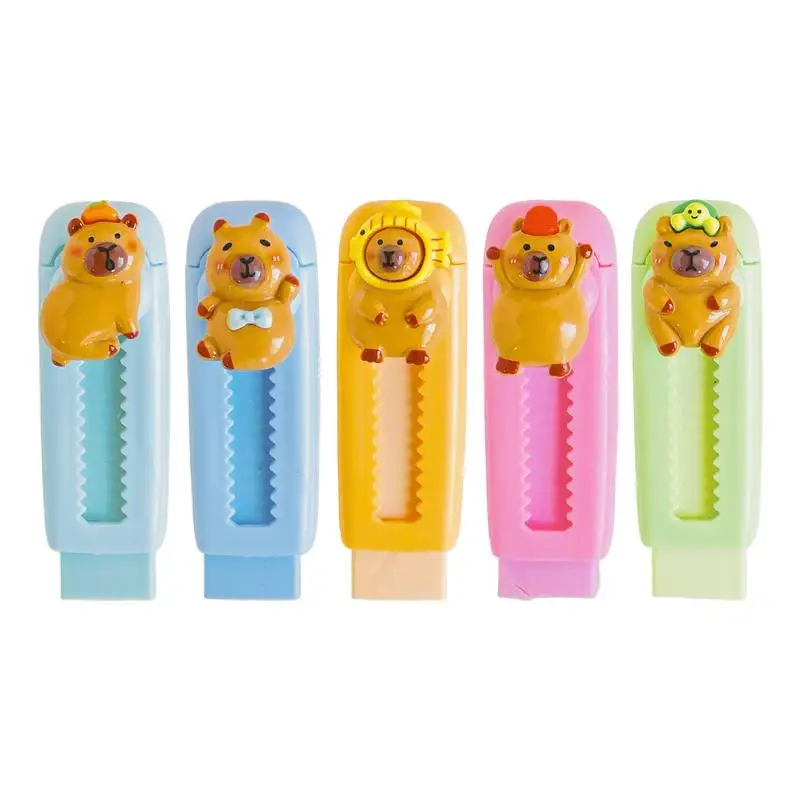 Bonito push pull capivara borracha macia material escolar limpo bagunça estacionária escritório estudante borracha retrátil para crianças