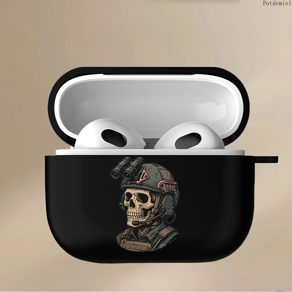 Skeleton warrior pattern black earphone case, scratch-resistant and durable, suitable for AirPods 2 3 4 Pro 2 3