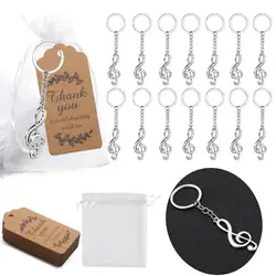 10Sets Musical Note Key Chain Party Favors Music Symbol Key Rings Thank You Gift Tags Organza Bags for Party Favors Decoration