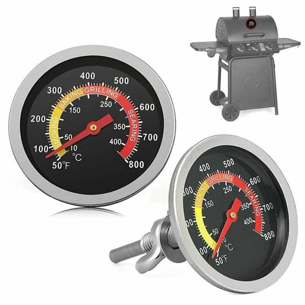 

Accurate Barbecue Thermometer, Stainless Steel Temp Gauge, Centigrade and Fahrenheit Display, Suitable for Smokers and Grills