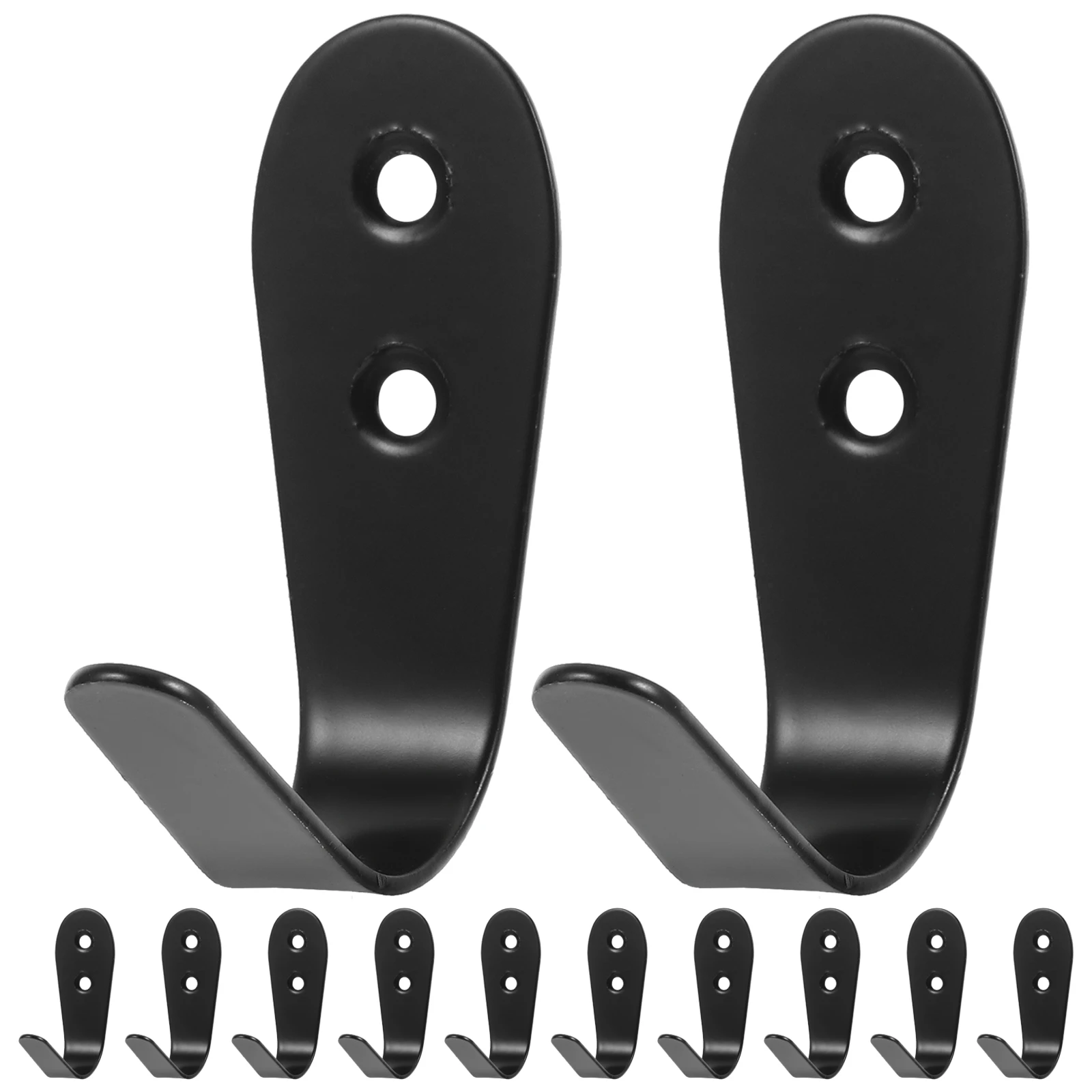 

12 Pcs Black Stainless Steel Wall Hooks Heavy Duty Coat Hooks for Bathroom Living Room StorageHooks 2mm U Shape