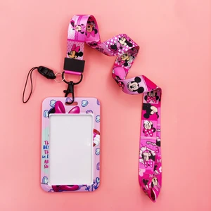 Disney-Pink Lanyard ID-Abzeichenhalter für Mädchen, Mickey, Kreditkarte, Nackengurt, Minnie, Minnie, Kartonhalter, Schlüsselanhänger, Accessoires 8 Hauptverkaufstür Pinkkarte - №6