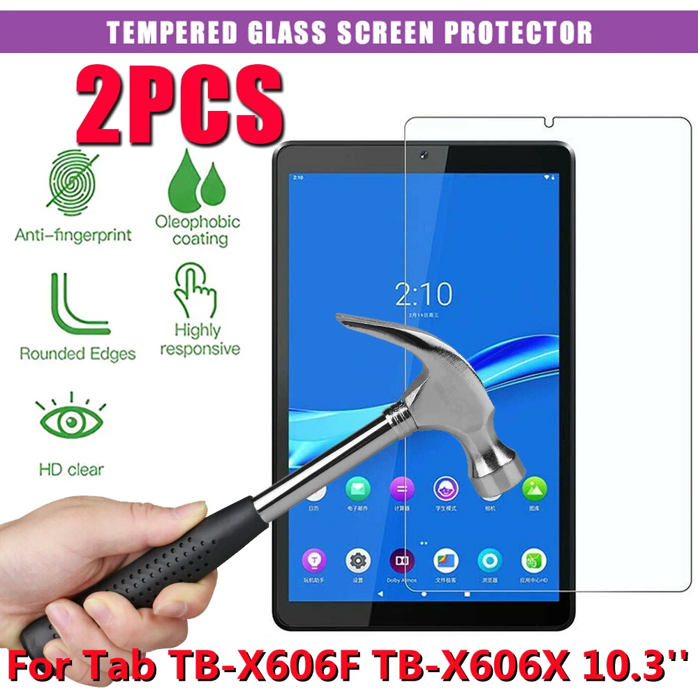 

2Pcs Tempered Glass for Lenovo Tab M10 FHD Plus TB-X606F/TB-X606X 10.3'' Screen Protective 9H 0.3mm Full Tablet Protective Film