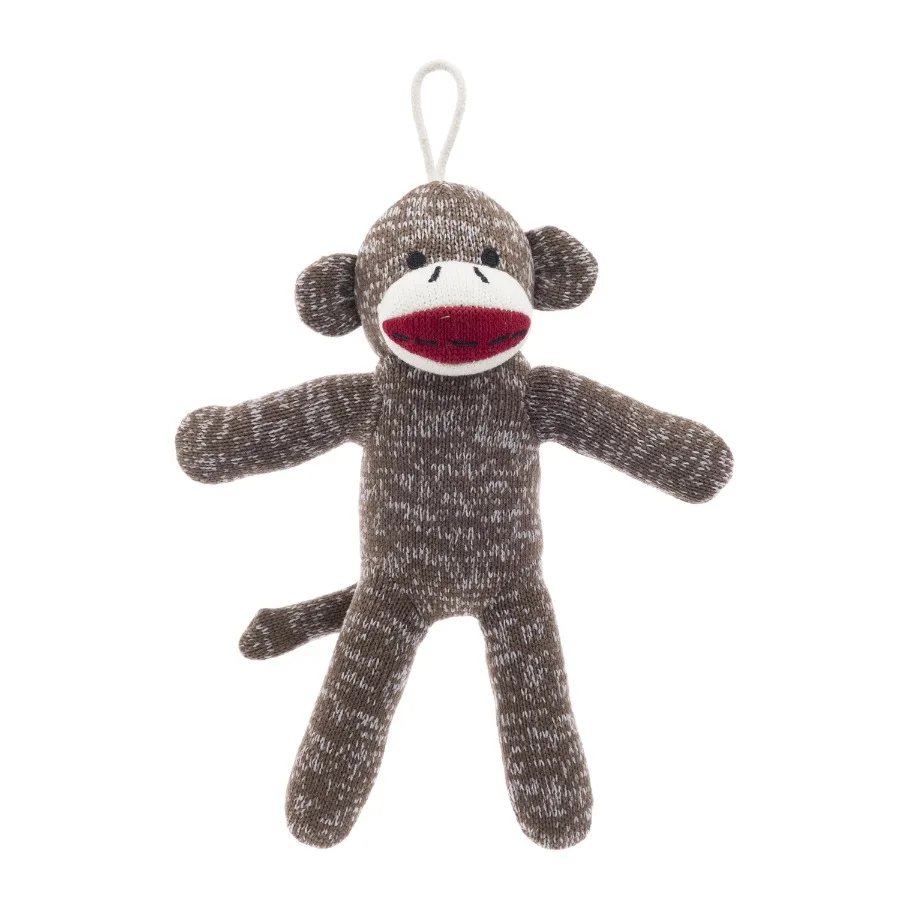 4 pack Brown Sock Monkey Plush Dog Toy with Squeaker, Chew Level 1 view 2