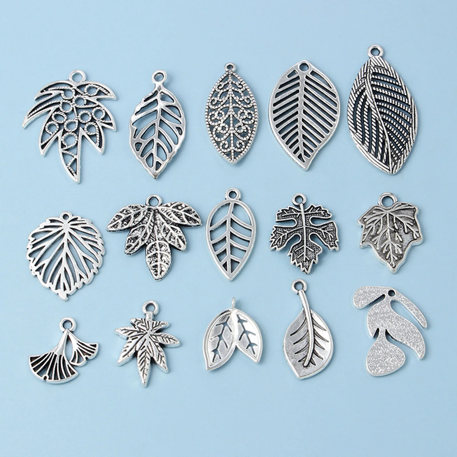 20pcs Silver Color Leaf Feather Charms Pendants Wholesale Vintage Leaves Charms for DIY Necklace Jewelry Making Accessories