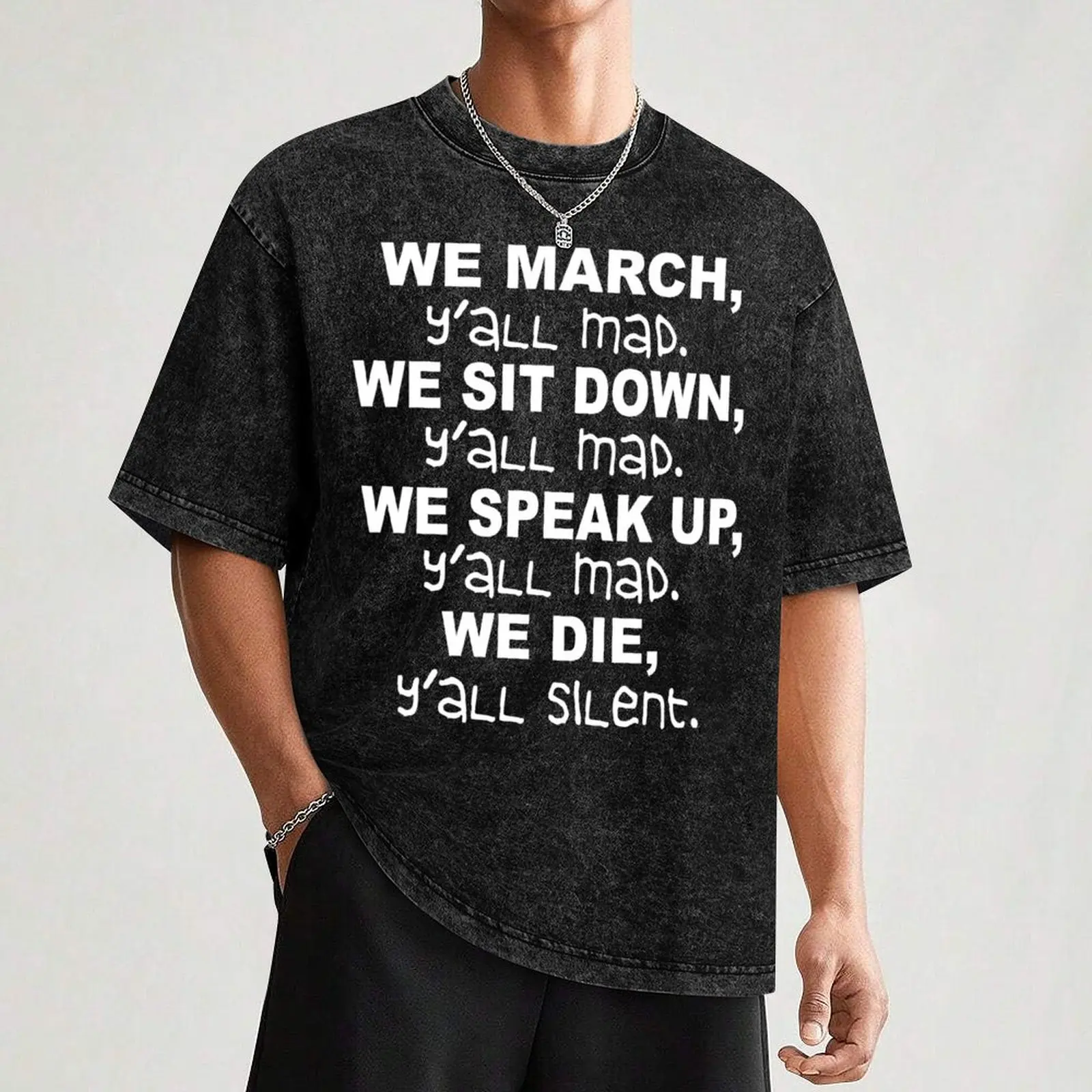 We March, y'All Mad T-Shirt Big Size Short Sleeve Tee for Men