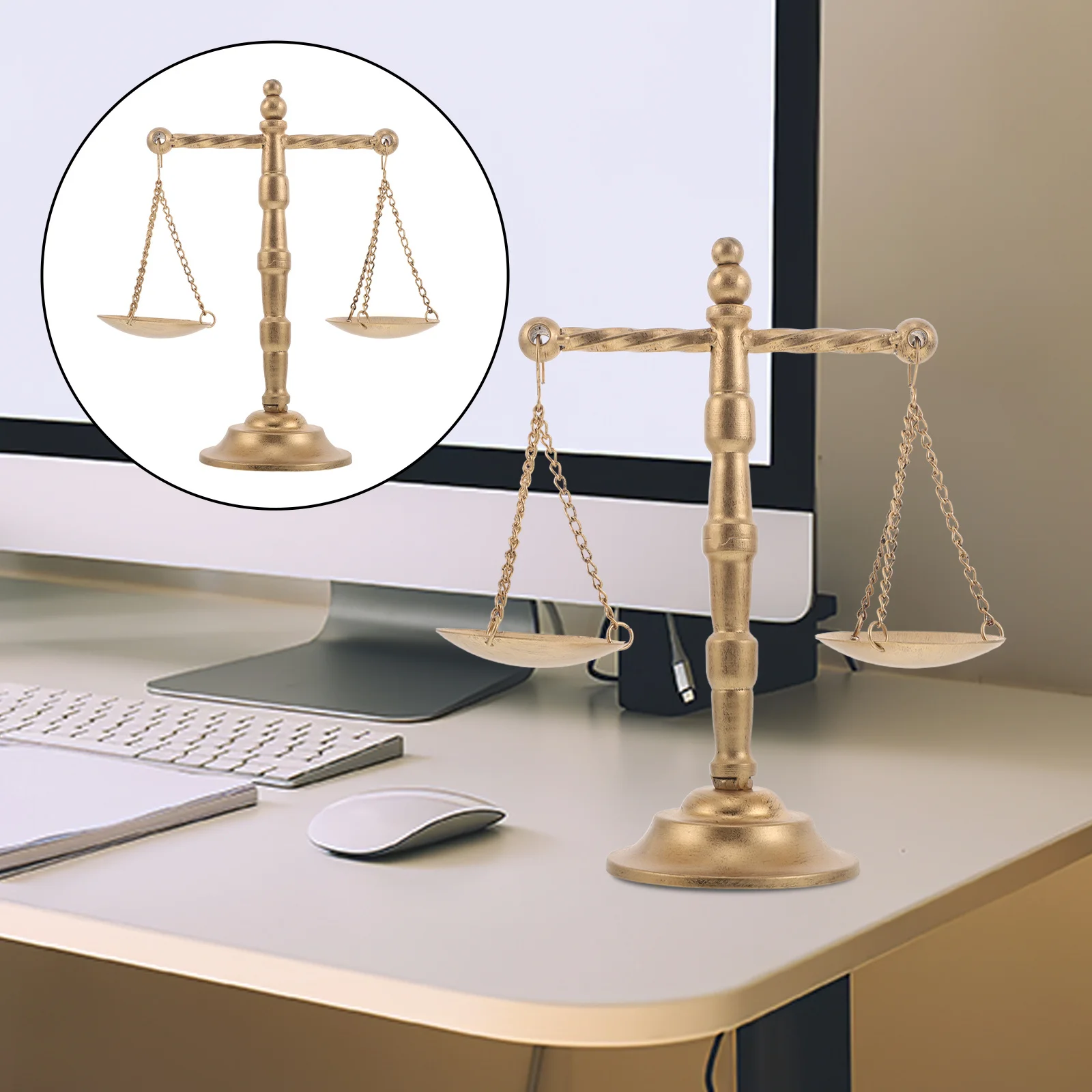 

Retro Libra Balance Scale Vintage Iron Sculpture Desktop Ornament Office Desk Decoration Lawyer Supply Business Metal Decor