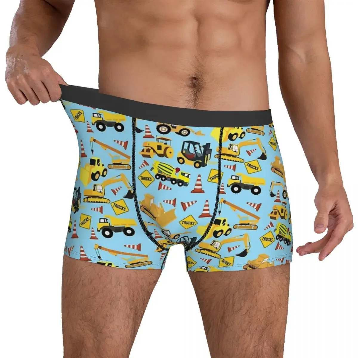 Boxer Onderbroek Shorts Bouwwagens Voertuigen Graafmachine Dump Truck Slipje Heren Comfortabel Ondergoed Voor Homme Man