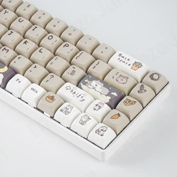 132Key Cute Gray squirrel Korean Keycaps For Mechanical Keyboard MX Switch XDA Profile Dye PBT Sublimation English Korean Key Ca