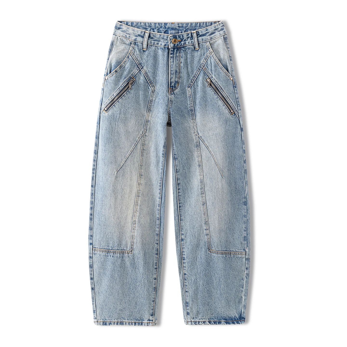 Épissure fermeture éclair Denim pantalon jean hommes Streetwear mode ample décontracté grande taille jambe large Cargo machette pantalon Baggy jean pantalon