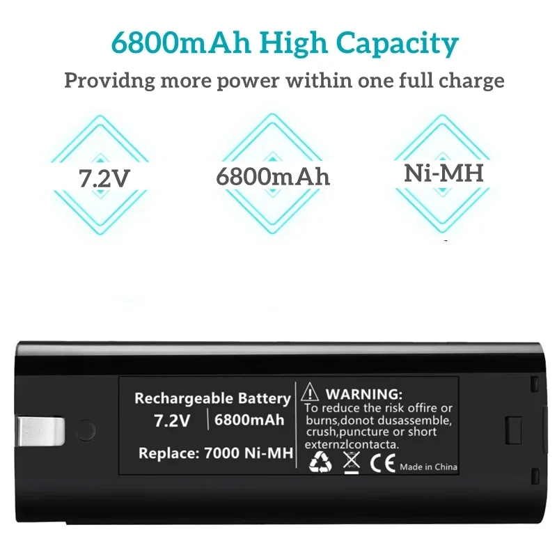 1-2pcs 7.2V 4800-6800mAh Ni Mh Makita battery compatible with 7000 7033 191679-9 632002-4 632003-2 6010D 6172D power tools image 3