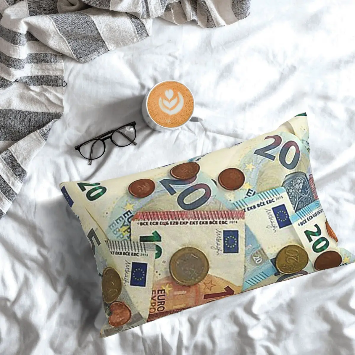 Euro Banknotes And Coins Rectangle Pillowcase Cushion Cover Decorative Bedroom Bed Home Comfort Throw Pillow