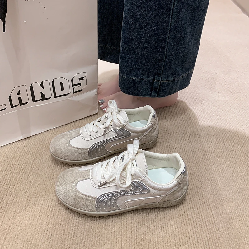 

Women's Casual Sports Board Shoes White Sneakers, Outdoor Running Hiking Travel with Soft & Thick Soles, German Training Style