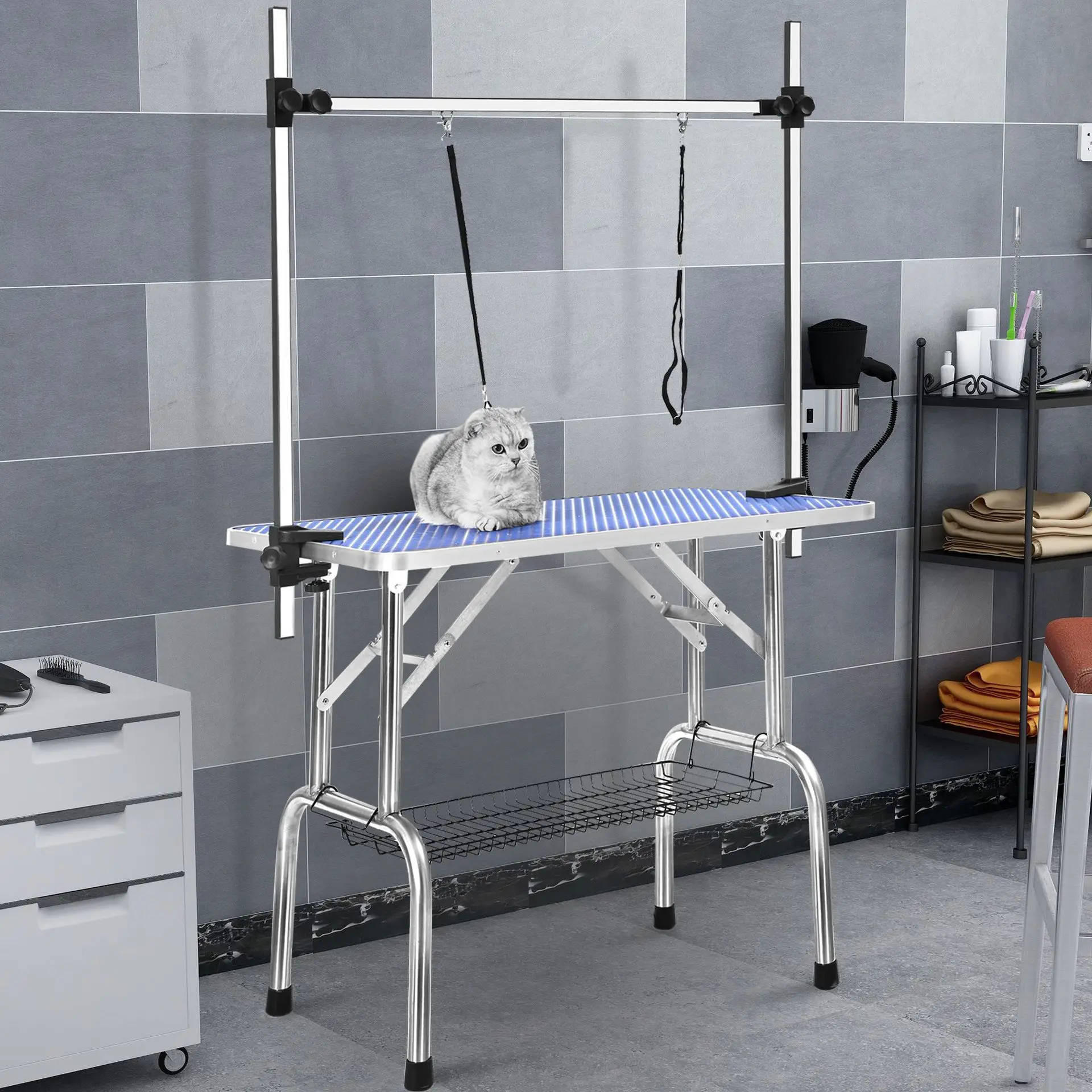 36-Inch foldable stainless steel pet grooming table