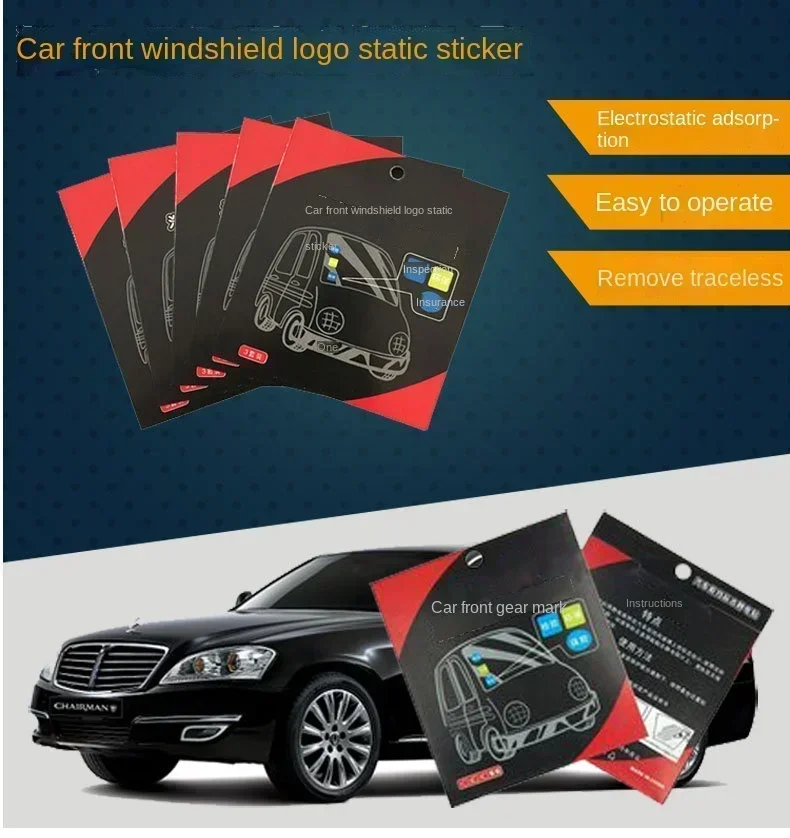 Static sticker Car Electrostatic Paste Film Non-Sticker Windshield Patch For Inspection License Pass Permit Tax Proof Sign