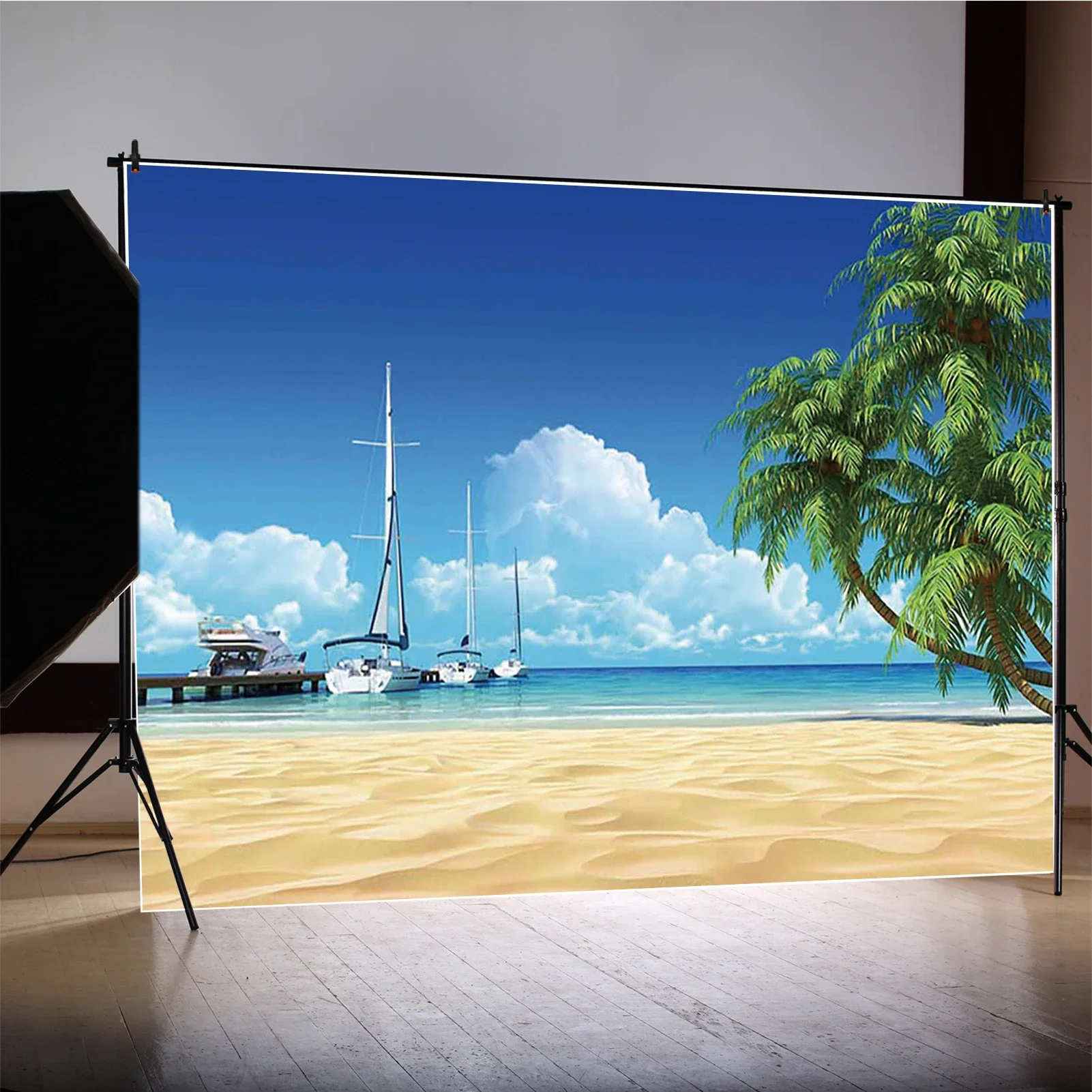 qg verão tropical mar fundo fotografia coco praia palmeira photocall pano de fundo estúdio do bebê photobooth acessórios