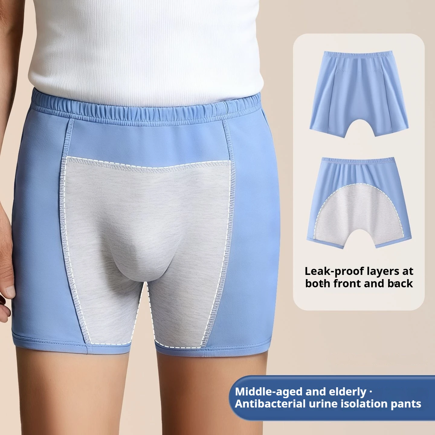 

Men Incontinence Underwear Washable Reusable Cotton Briefs for Elderly Seniors Adult Diaper Panties Breathable Physiologic Pants