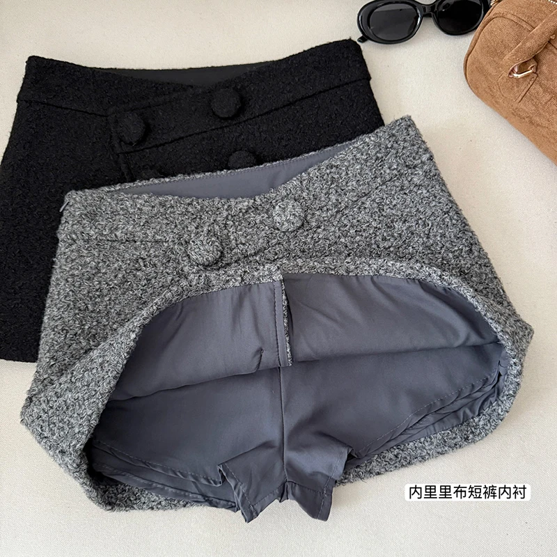 A/W Bottoni multipli Mini Gonne Donna Vita alta A-line Gonne corte Abiti donna Skorts Donna 2026 Nuovo Saias Mujer Nero