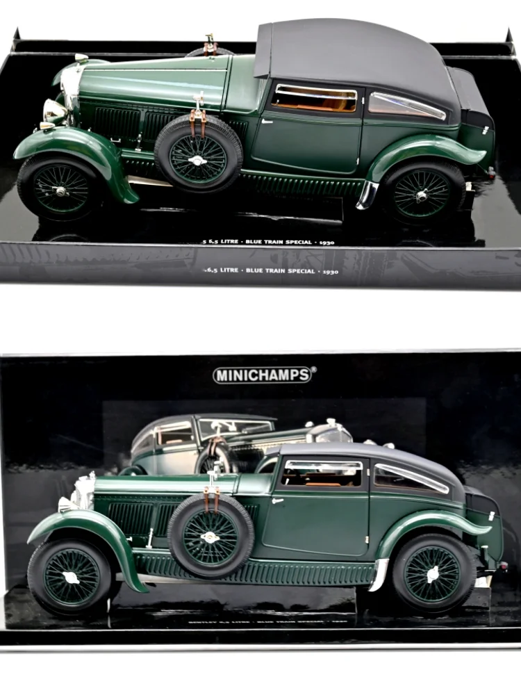 Minichamps 1:18 6.5 Litre Blue Train Specal 1930 Vintage Car Simulation Limited Edition Alloy Metal Static Car Model Toy Gift